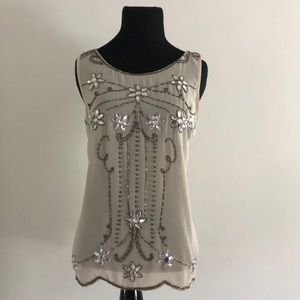 Forever 21 Flower Jeweled Sequin Beaded Tank Top